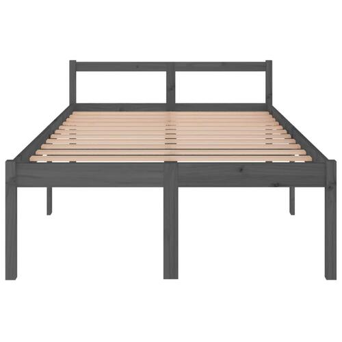 Seniorseng 120x200 cm massivt fyrretræ grå