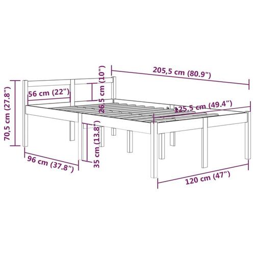 Seniorseng 120x200 cm massivt fyrretræ grå