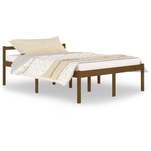 Seniorseng 140x200 cm massivt fyrretræ honningbrun