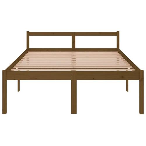 Seniorseng 140x200 cm massivt fyrretræ honningbrun
