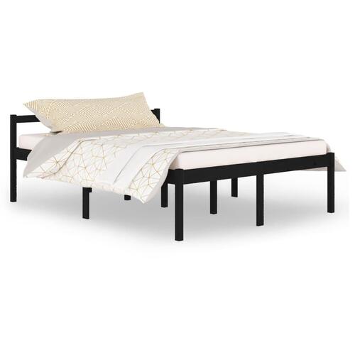 Seniorseng 150x200 cm kingsize massivt fyrretræ sort
