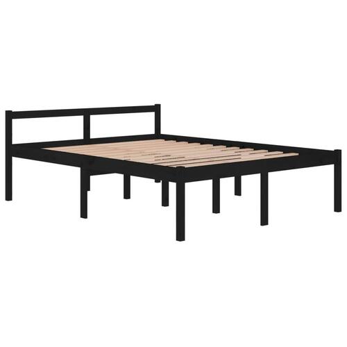 Seniorseng 150x200 cm kingsize massivt fyrretræ sort