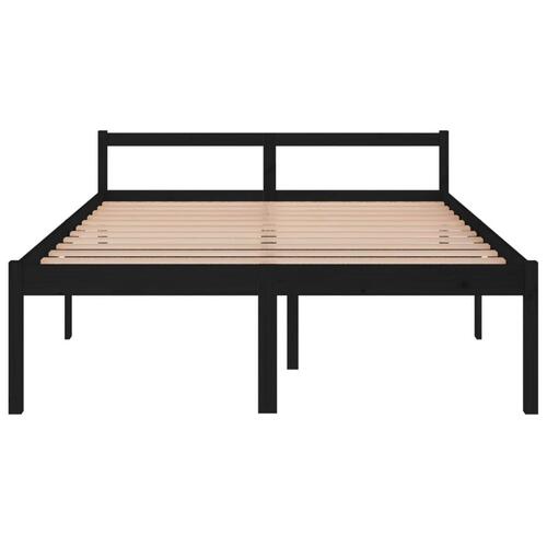 Seniorseng 150x200 cm kingsize massivt fyrretræ sort