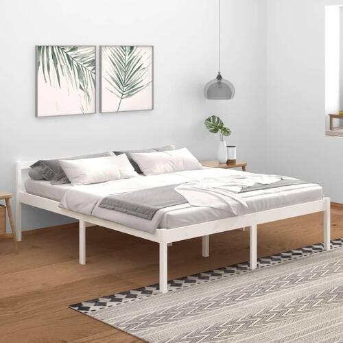 Seniorseng 180x200 cm super kingsize massivt fyrretræ hvid