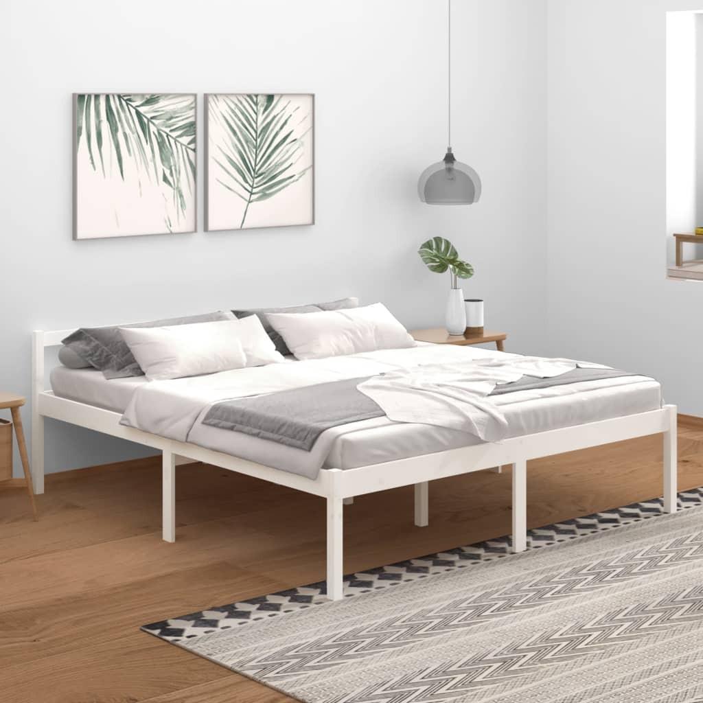 Seniorseng 180x200 cm super kingsize massivt fyrretræ hvid