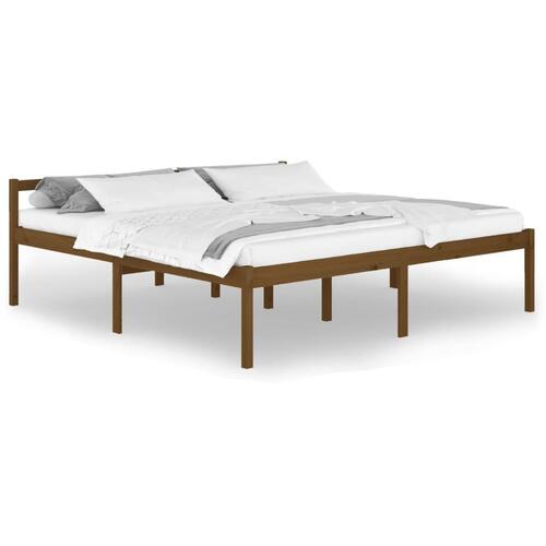 Sengeramme 200x200 cm massivt fyrretræ gyldenbrun