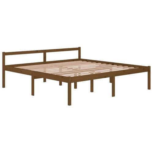 Sengeramme 200x200 cm massivt fyrretræ gyldenbrun