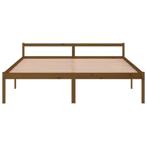 Sengeramme 200x200 cm massivt fyrretræ gyldenbrun