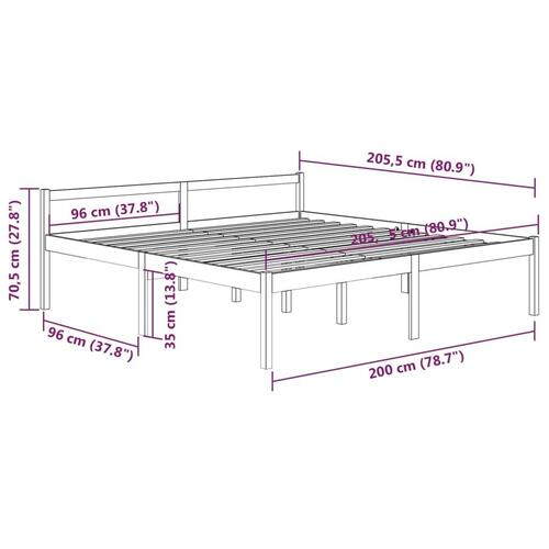 Sengeramme 200x200 cm massivt fyrretræ gyldenbrun