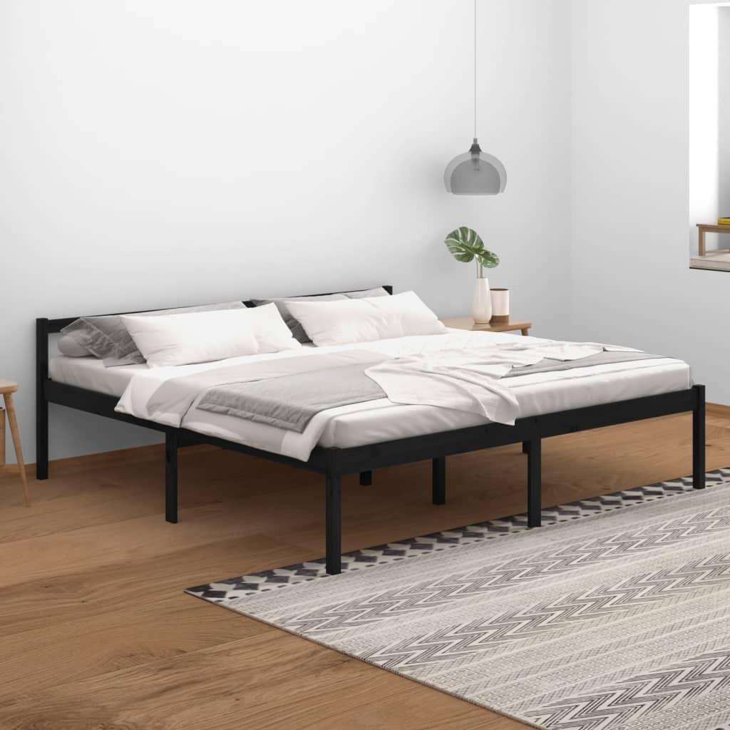 Seniorseng 200x200 cm massivt fyrretræ sort