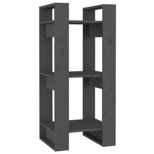 Bogreol/rumdeler 41x35x91 cm massivt fyrretræ grå