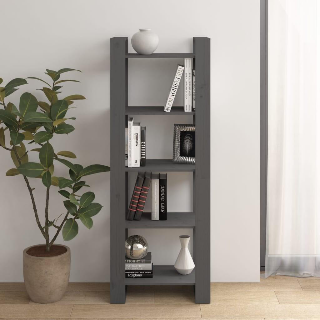 Bogreol/rumdeler 60x35x160 cm massivt træ grå