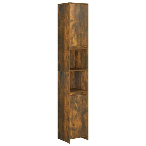 Badeværelsesskab 30x30x183,5 cm konstrueret træ røget egetræ