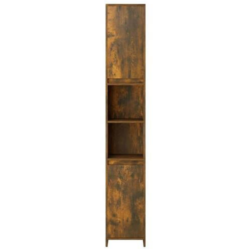 Badeværelsesskab 30x30x183,5 cm konstrueret træ røget egetræ
