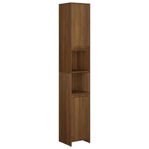 Badeværelsesskab 30x30x183,5 cm konstrueret træ brunt egetræ