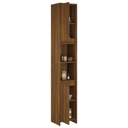 Badeværelsesskab 30x30x183,5 cm konstrueret træ brunt egetræ