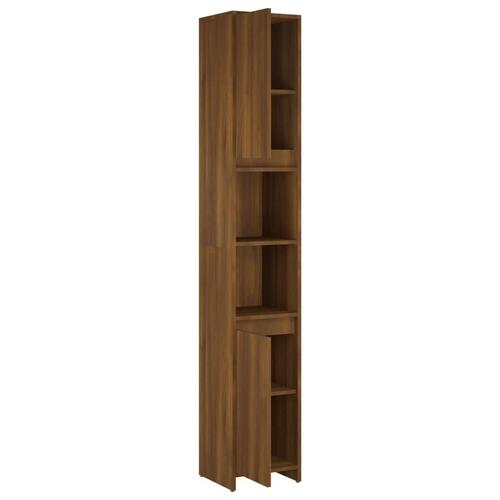 Badeværelsesskab 30x30x183,5 cm konstrueret træ brunt egetræ