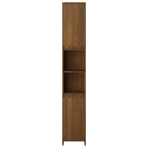 Badeværelsesskab 30x30x183,5 cm konstrueret træ brunt egetræ