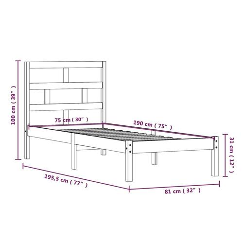 Sengeramme 75x190 cm Small Single massivt træ