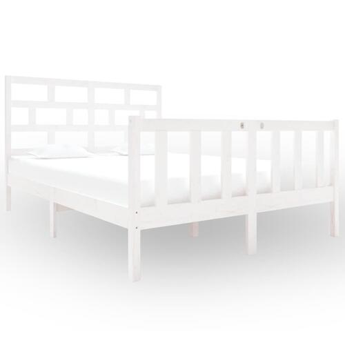 Sengestel 135x190 cm Double massivt fyrretræ hvid