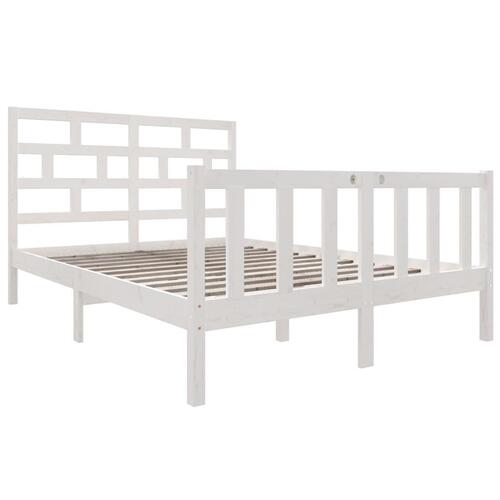 Sengestel 135x190 cm Double massivt fyrretræ hvid