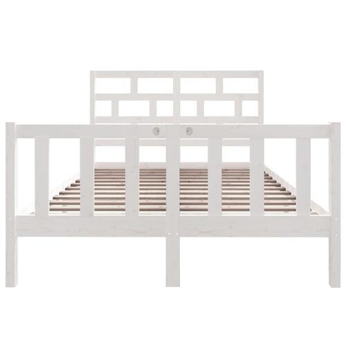 Sengestel 135x190 cm Double massivt fyrretræ hvid