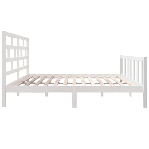 Sengestel 135x190 cm Double massivt fyrretræ hvid