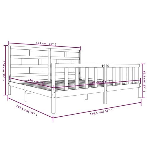 Sengestel 135x190 cm Double massivt fyrretræ hvid
