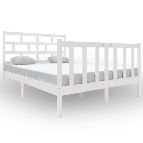 Sengeramme 140x190 cm massivt fyrretræ hvid