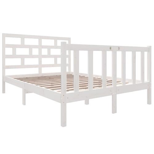 Sengeramme 140x190 cm massivt fyrretræ hvid