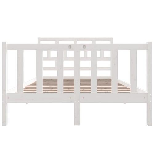 Sengeramme 140x190 cm massivt fyrretræ hvid