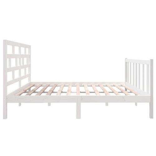 Sengeramme 140x190 cm massivt fyrretræ hvid