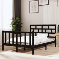 Sengeramme 140x190 cm massivt fyrretræ sort