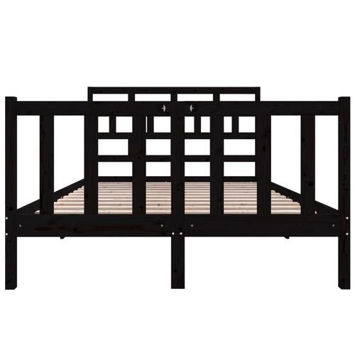 Sengeramme 140x190 cm massivt fyrretræ sort