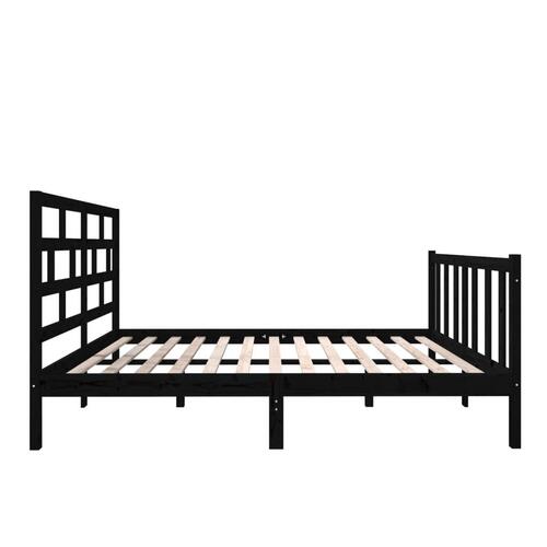 Sengeramme 140x190 cm massivt fyrretræ sort