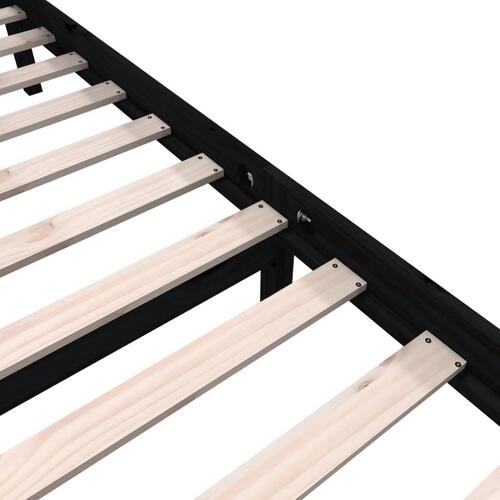 Sengeramme 140x190 cm massivt fyrretræ sort