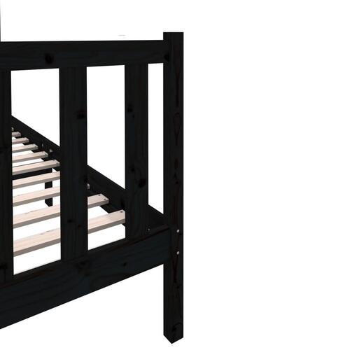 Sengeramme 140x190 cm massivt fyrretræ sort