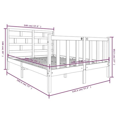 Sengeramme 140x190 cm massivt fyrretræ sort