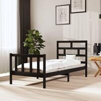 Sengeramme 100x200 cm massivt fyrretræ sort