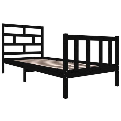 Sengeramme 100x200 cm massivt fyrretræ sort