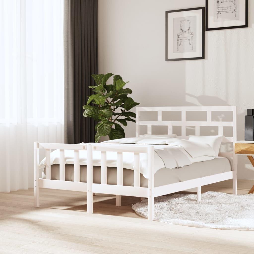 Sengeramme 120x200 cm massivt træ hvid