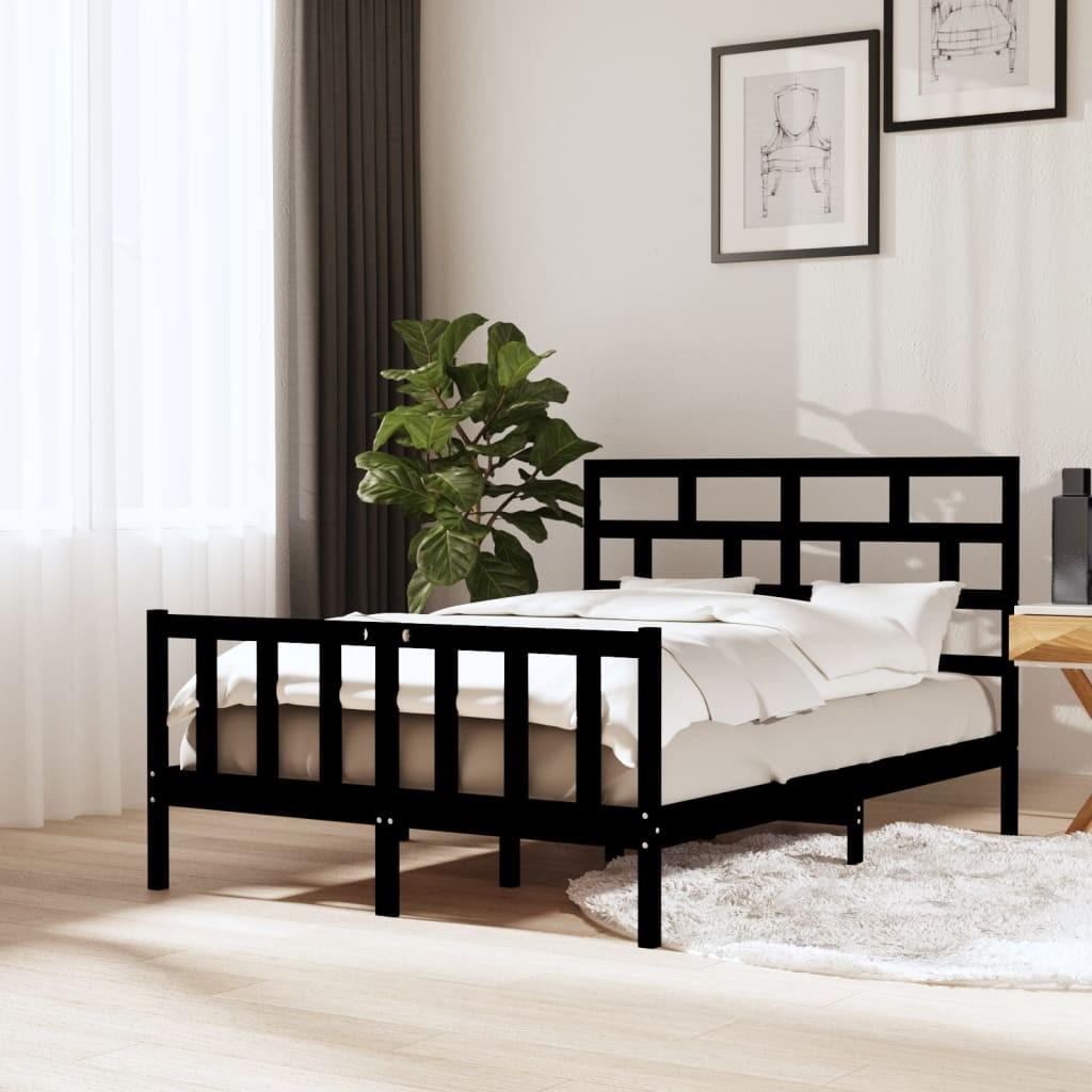 Sengeramme 120x200 cm massivt fyrretræ sort