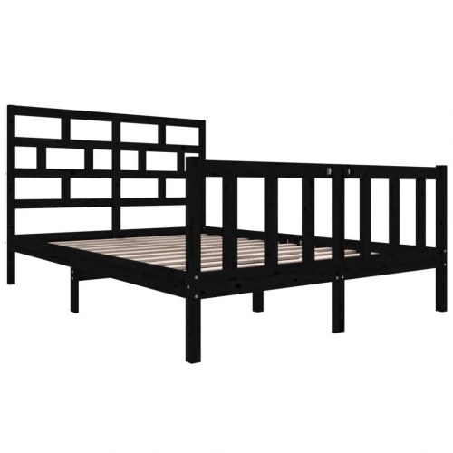Sengeramme 120x200 cm massivt fyrretræ sort