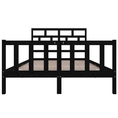 Sengeramme 120x200 cm massivt fyrretræ sort