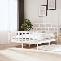 Sengeramme 140x200 cm massivt fyrretræ hvid