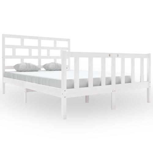 Sengeramme 140x200 cm massivt fyrretræ hvid