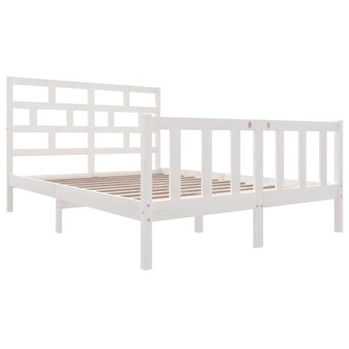 Sengeramme 140x200 cm massivt fyrretræ hvid