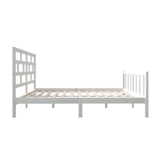Sengeramme 140x200 cm massivt fyrretræ hvid