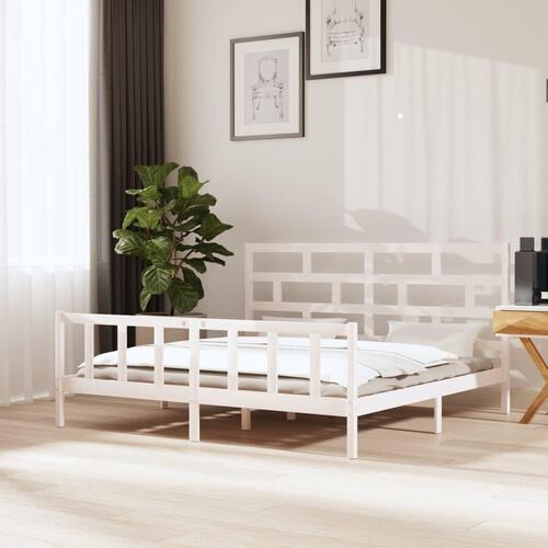 Sengeramme 180x200 cm Super King massivt fyrretræ hvid