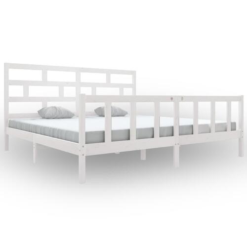 Sengeramme 180x200 cm Super King massivt fyrretræ hvid